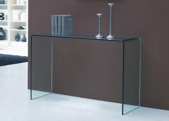 Cuved tempered glass console table 