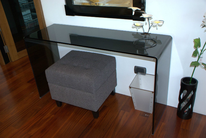 tempered glass console table clear